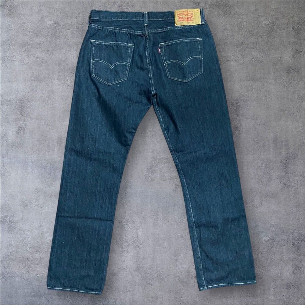 Levi's 501 Classic Straight Leg Dark Denim Blue Jeans Men's Size 34W x 32L